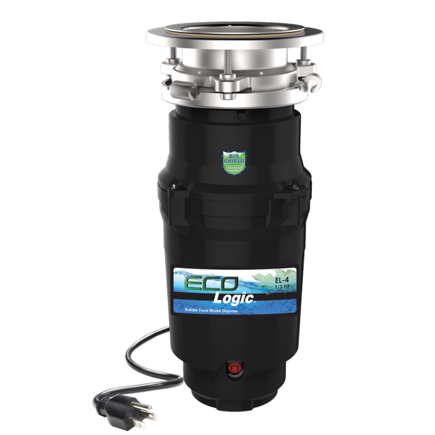 Eco Logic 1/3 HP Garbage Disposal, Continuous Feed Disposer, Attached Power Cord