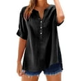thumbnail image 1 of Chemises en Lin pour Femmes Été Boutonnées Col en V Blouse Décontractée Mode Printemps Tunique Ample Style Boho, 1 of 4
