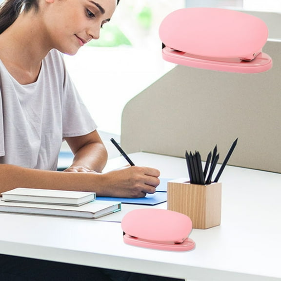 Mini Metal Two Hole Punch | Double Paper Puncher 8 Sheet Capacity | Handheld Ruler Included | Compact Easy Clean Non-Slip Design | Purple Pink Green | 1 Pack