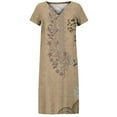 thumbnail image 4 of Pisexur Robe à Manches Courtes Col en V Robe d'Été Décontractée Imprimée à Manches Courtes pour Femmes en Liquidation, 4 of 5