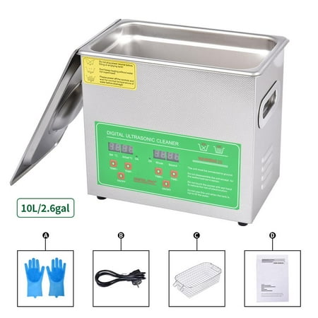 Hemousy Ultrasonic Cleaner 10L Heated Ultrasonic Cleaner with Heater Timer Stainless Steel