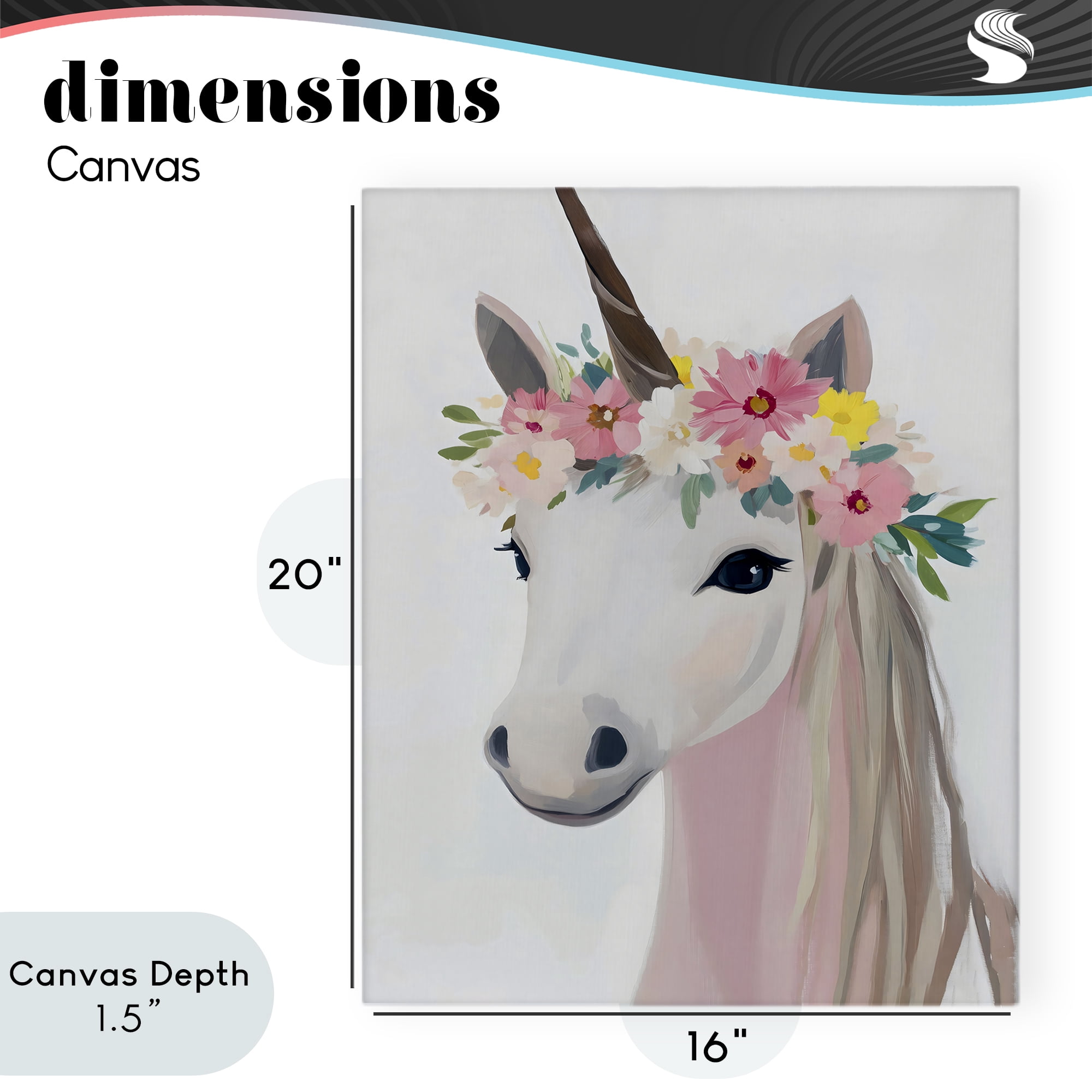 Stupell Industries Flower Crown Unicorn Canvas Wall Art, design by The Prints Vibe