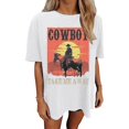 thumbnail image 2 of TSADFHJI Hauts à Manches Longues pour Femmes Mode Décontractée Imprimée Col Rond Manches Courtes T-Shirt TG Orange, 2 of 4