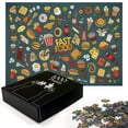 thumbnail image 2 of Ambesonne Food Jigsaw Puzzle Durable Cardboard, Fast Food Tiny Doodles Tasty, 1000 pcs, Multicolor, 2 of 5