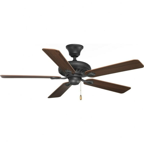 P2521-80-Progress Lighting-AirPro - 5 Blade Ceiling Fan In Traditional Style-14.63 Inches Tall and 52 Inches Wide-Forged Black Finish-Dark Walnut/Dark