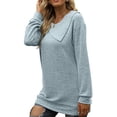 thumbnail image 3 of Kovlvoll Womens Long Sleeve Tops Crewneck Casual Loose Fleece Thick Warm Shirts Fall Solid Color Tunic Top, 3 of 7