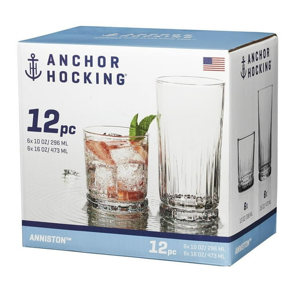 Ensemble de verres à boire de 12 pièces Anniston d’Anchor Hocking