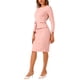 thumbnail image 4 of Vestido ajustado de peplum para mujer INSPIRE CHIC, cuello redondo, de manga larga, cintura alta, midi, vestido de trabajo, rosa polvo, talla S, 4 of 5