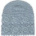 thumbnail image 5 of Crochet Slouchy Beanie Hat Fall Handmade Knit Floral Skull Cap Cotton Cutout Summer Hats for Women Lightweight Knitted, 5 of 6