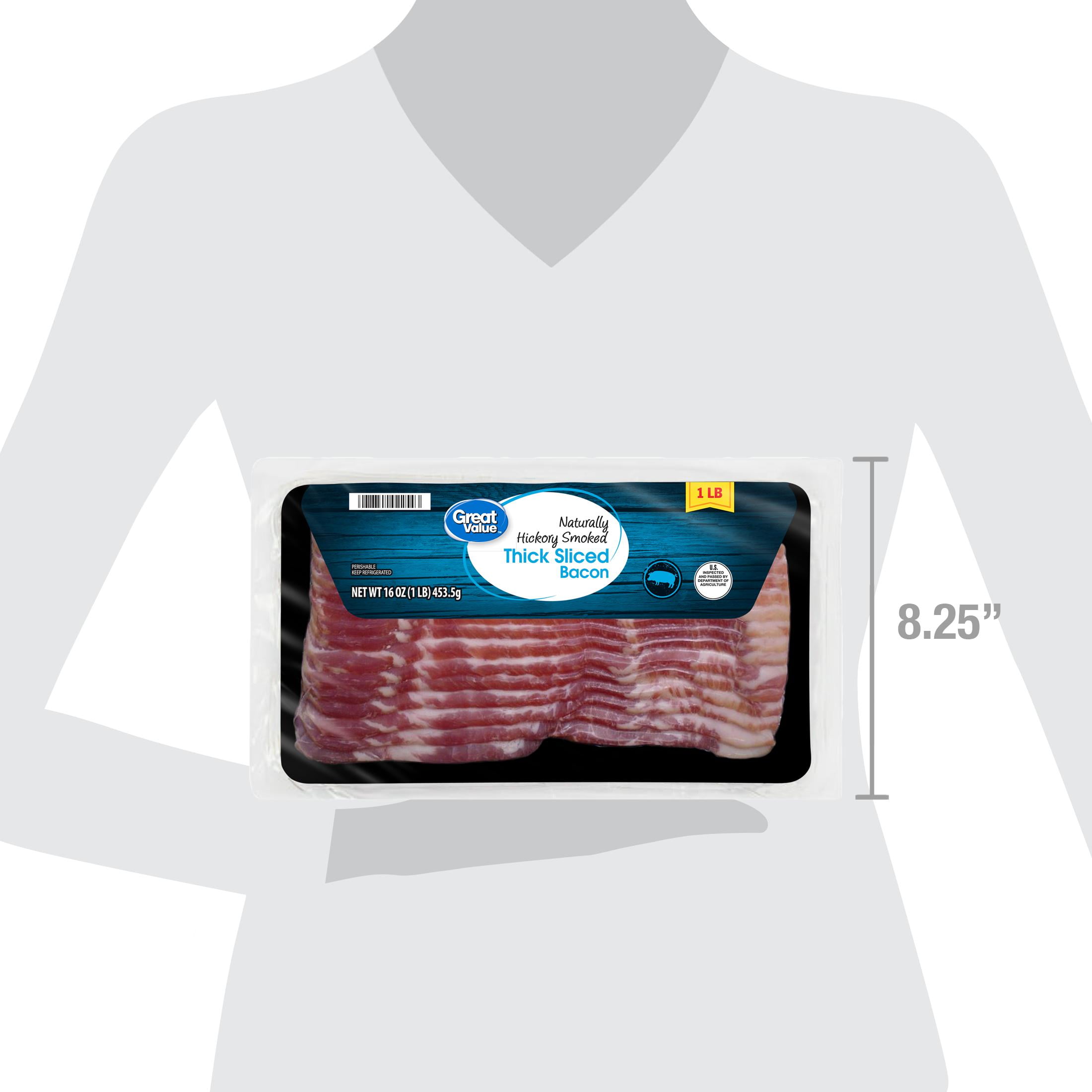 Great Value Thick Sliced Bacon Hickory Smoked, 16 oz