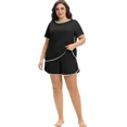 thumbnail image 4 of Cueply Women’s Plus Size Pajama Set Short Sleeve Sleepwear Loungewear 2 Piece Soft Top & Drawstring Shorts with Pockets, 4 of 7