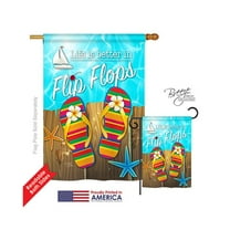 Breeze Decor 06003 Summer Better in Flip Flops 2-Sided Vertical Impression House Flag - 28 x 40 in.