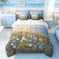 thumbnail image 3 of Manfei Oil Painting Coastal Ocean Bedding Comforter Set for Kids Boys and Girls, Daisy Flower King Bedding Sets, Stars Reversible 7-Piece, 3 of 6
