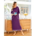 thumbnail image 4 of Ekouaer Women Nightgowns Long Casual Nightdress Long Sleeve Sleepwear with Pocket, 4 of 6