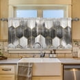 thumbnail image 2 of Yayeee Kitchen Curtains Tier Set of 2 Light Filtering 57"x36" Over Sink Window Panels, Gray Hexagons, 2 of 7