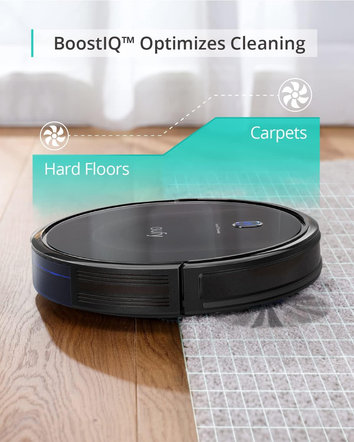 eufy RoboVac 11S MAX, Robot Vacuum Cleaner, Super-Thin, Powerful Suction, Quiet, Self-Charging Robotic Vacuum Cleaner, Cleans Hard Floors to Medium-Pile Carpets, Black