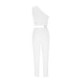 thumbnail image 6 of 2 Piece Pants Set for Women 2 Piece Pants Set for Women Clothing Set Female V-Neck Sleeveless Tops Pants Sets Full Pant Style S_686 Women's Tracksuits White M, 6 of 7