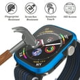 thumbnail image 6 of Fit for Apple Watch Series 9/8/7 41mm Case Bumper with Screen Protector, [Matte Metal Aluminum Bezel][Soft TPU Bumper] Anti-Scratch & Military-Grade Cover for iWatch Series 9/8/7 41mm,Blue, 6 of 10