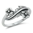 thumbnail image 1 of Detailed Plumeria Flower Leaf Ring .925 Sterling Silver Band Jewelry Female Male Unisex Size 4, 1 of 4