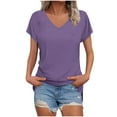 thumbnail image 2 of Xdegoge T Shirts for Women V Neck Short Sleeve Summer Tops Loose Fit Tunic Tops Dressy Casual Blouses Split Fashion Y2K Tshirts Online Order History Todays Order for Delivery From, 2 of 7
