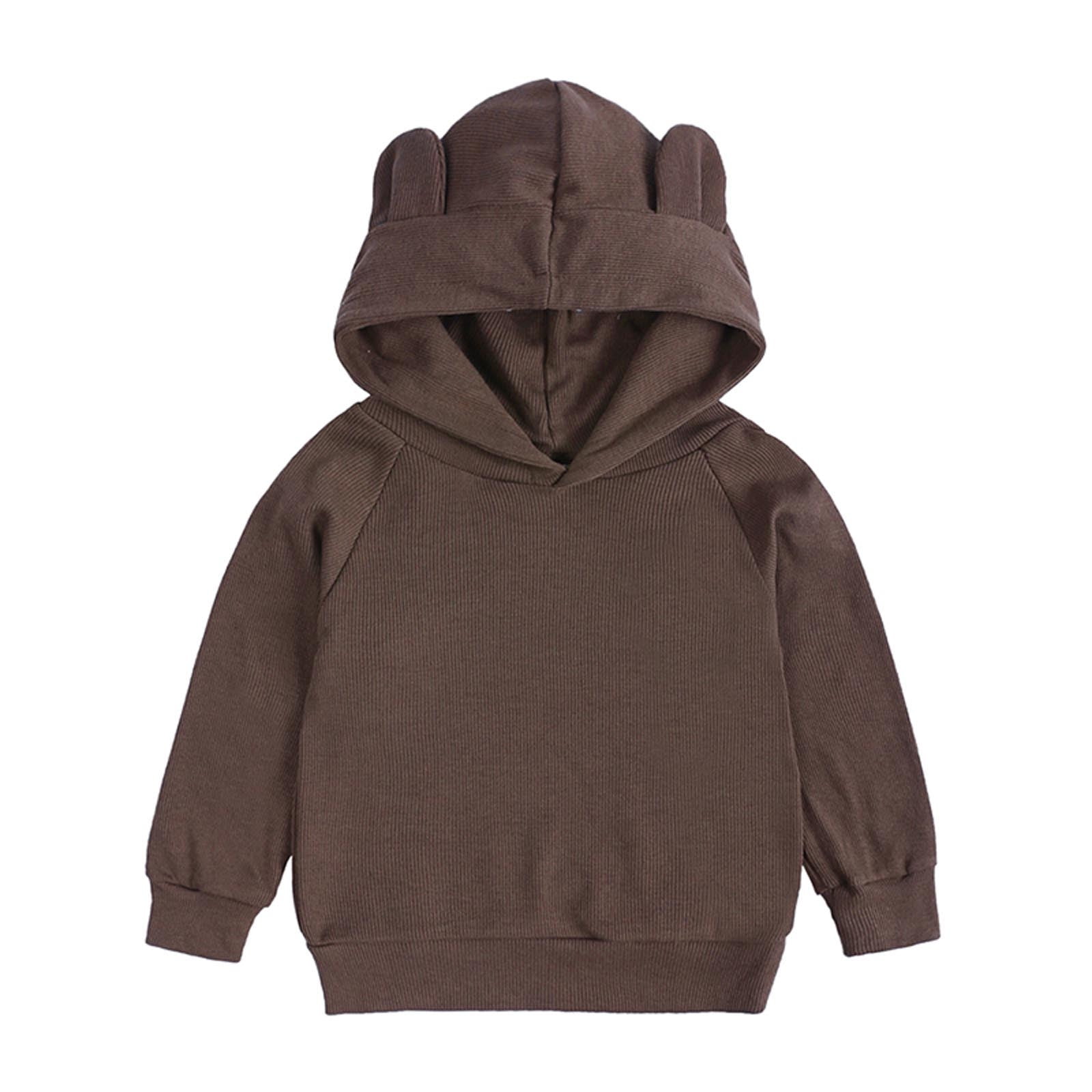 2pcs Baby Boy/Girl Solid Long-sleeve Terry Hoodie and Pants Set