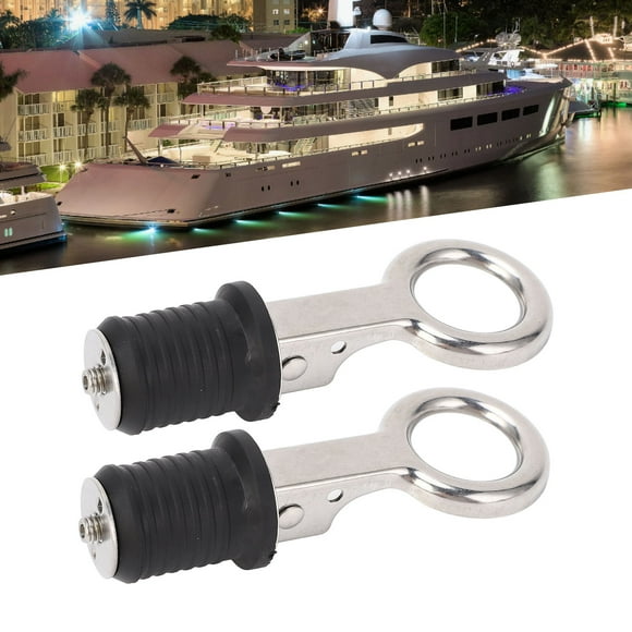 Boat Drain Plug, 2PCS Snap Handle Drain Plug Stainless Steel Rubber Marine Twist Plug Easy to Install Boat Drain Twist Plug, Boat Plug Snap Handle for Ocean Ships, Boats, Yachts