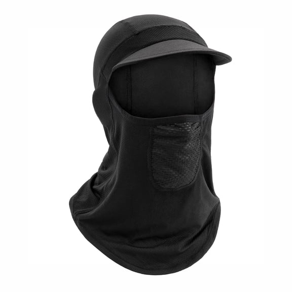 MELASA Balaclava Face Mask with Brim for Men, Cycling Cap with Neck Gaiter for Cycling Fishing(Black)