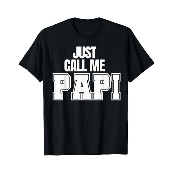 Just Call Me Papi Men's Graphic T-Shirt Funny Father's Day Gift Retro Style Cotton Tee Black