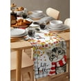 thumbnail image 3 of Table Runners 70 Inches Long Dress Scarves, Fall Farmhouse Coffee/Dining/Kitchen Table Decor, Holiday Table Runner, Thanksgiving Autumn Cat Leaves Retro Maple Leaf Gray Plaid 13x70 Inch, 3 of 7