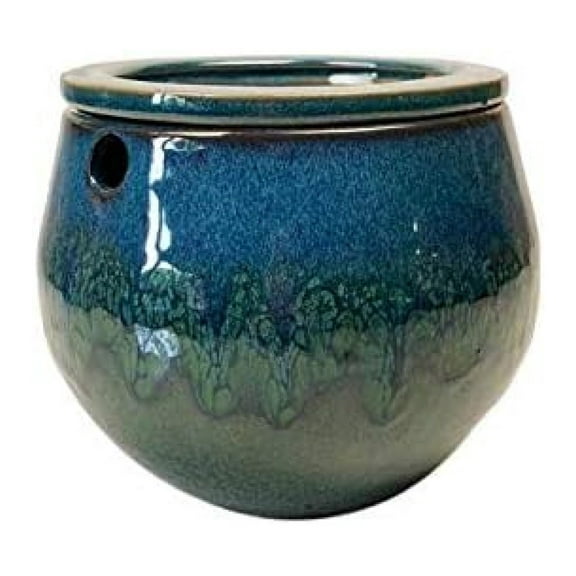 6 Inch Self Watering Plant Pot - Teal Ocean Ceramic Flower Pot - Indoor African Violet Pots with Reservoir - Hand Sculpted Planters for Houseplants