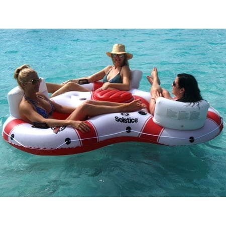 multi person float with cooler