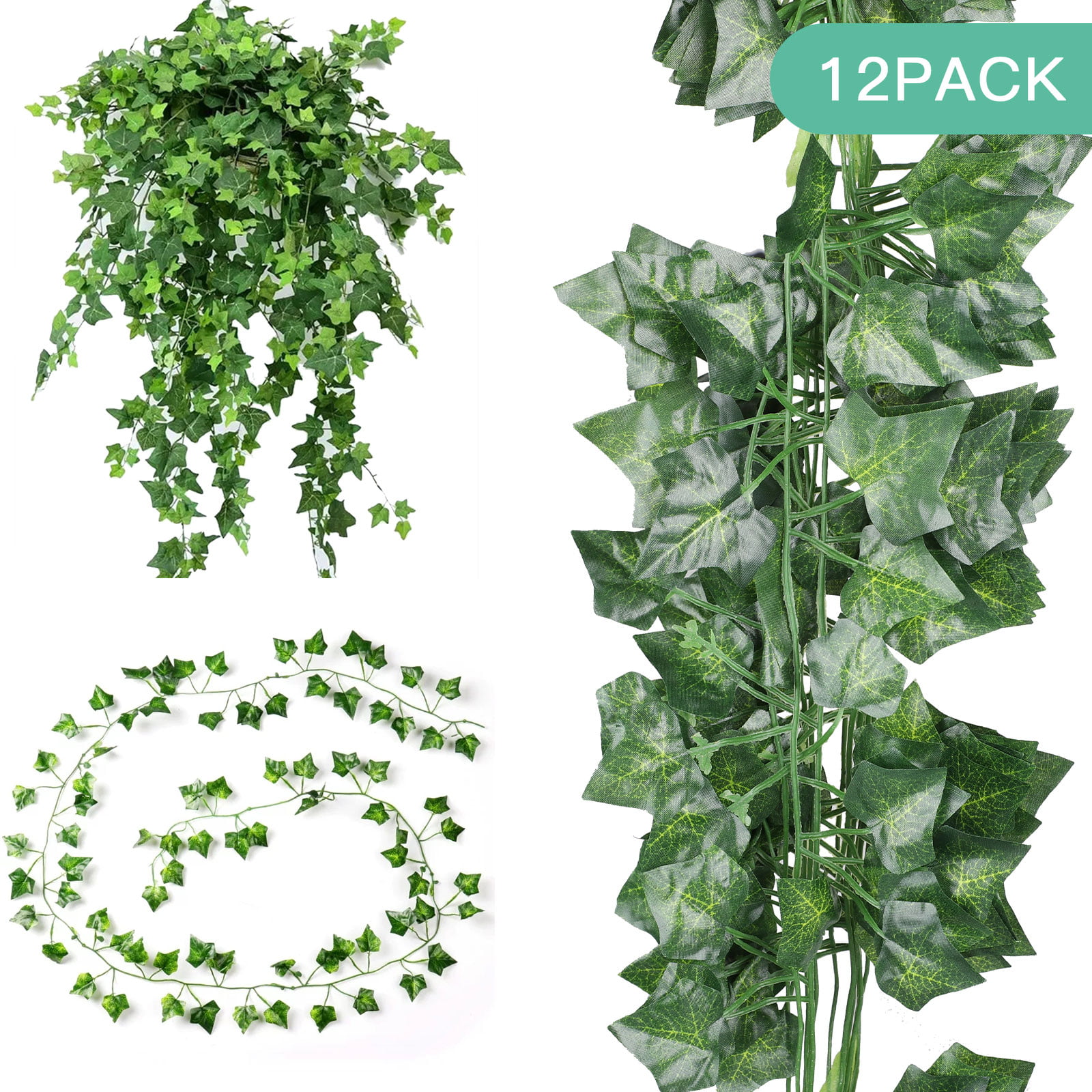 85 ft 12 pcs artificial greenery fake ivy vines big leaves high simulation 