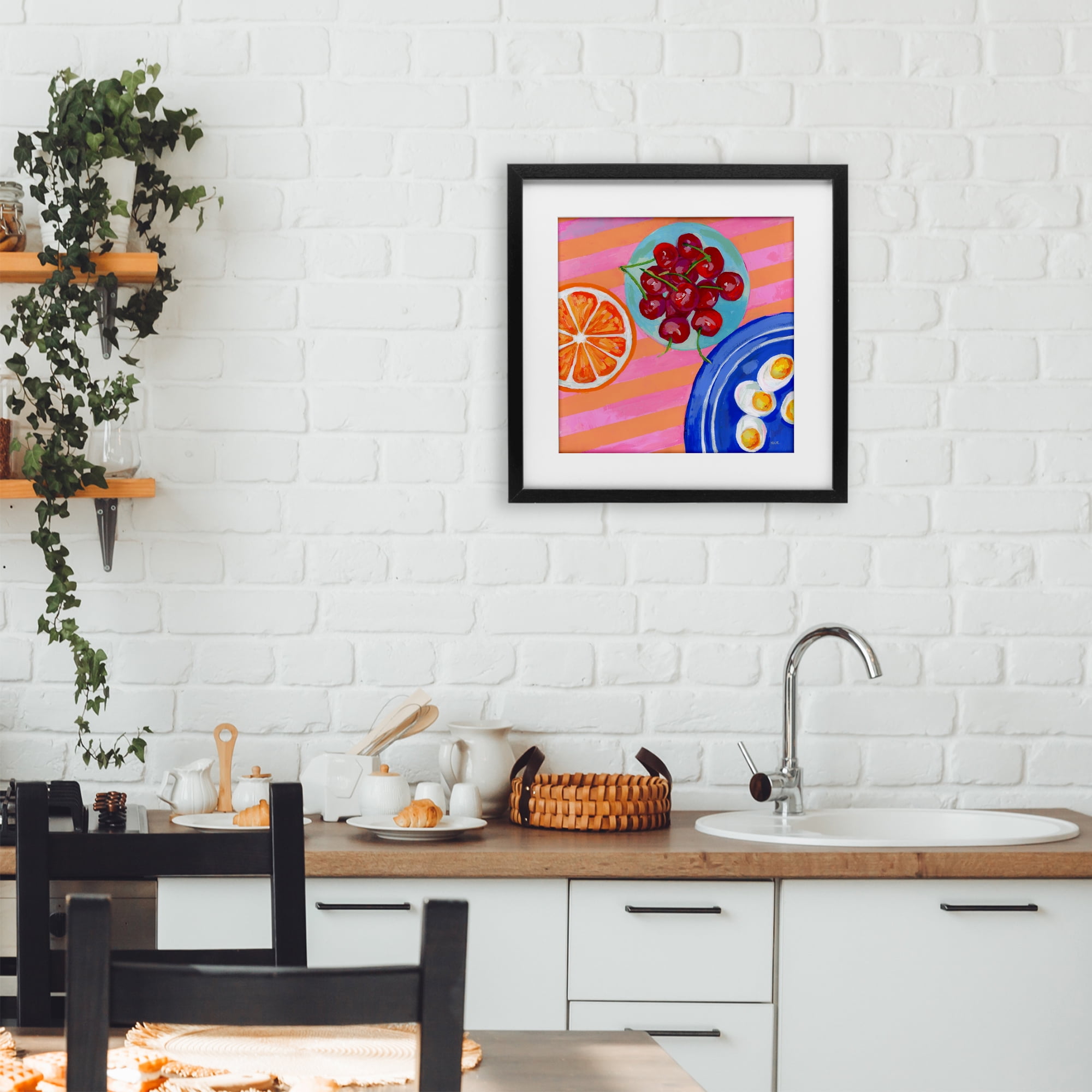 Stupell Industries Summer Snacks Picnic Blanket Black Framed Print Under Glass, design by Rachael Reese