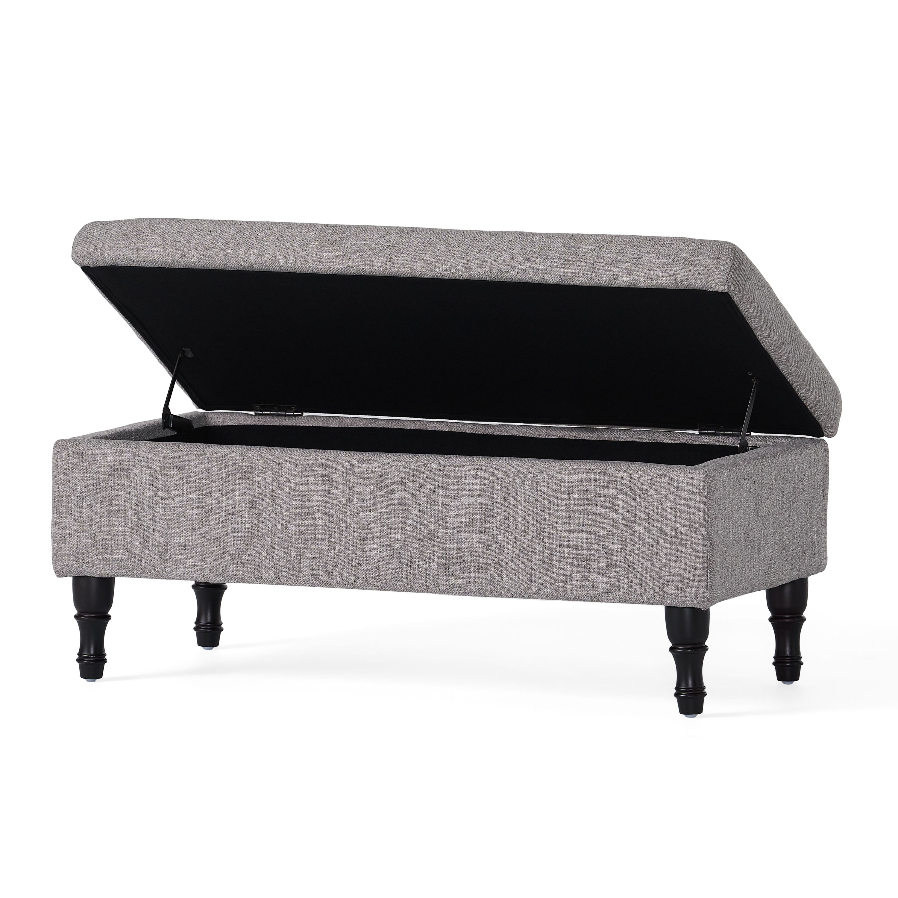 Noble House Chatham Rectangular Fabric Lift Top Storage Ottoman, Gray