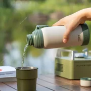 Tyeso Stainless Steel Double-Lid Insulated Sports Water Bottle Portable Handheld Outdoor Large Capacity Flask Stylish Water Cup