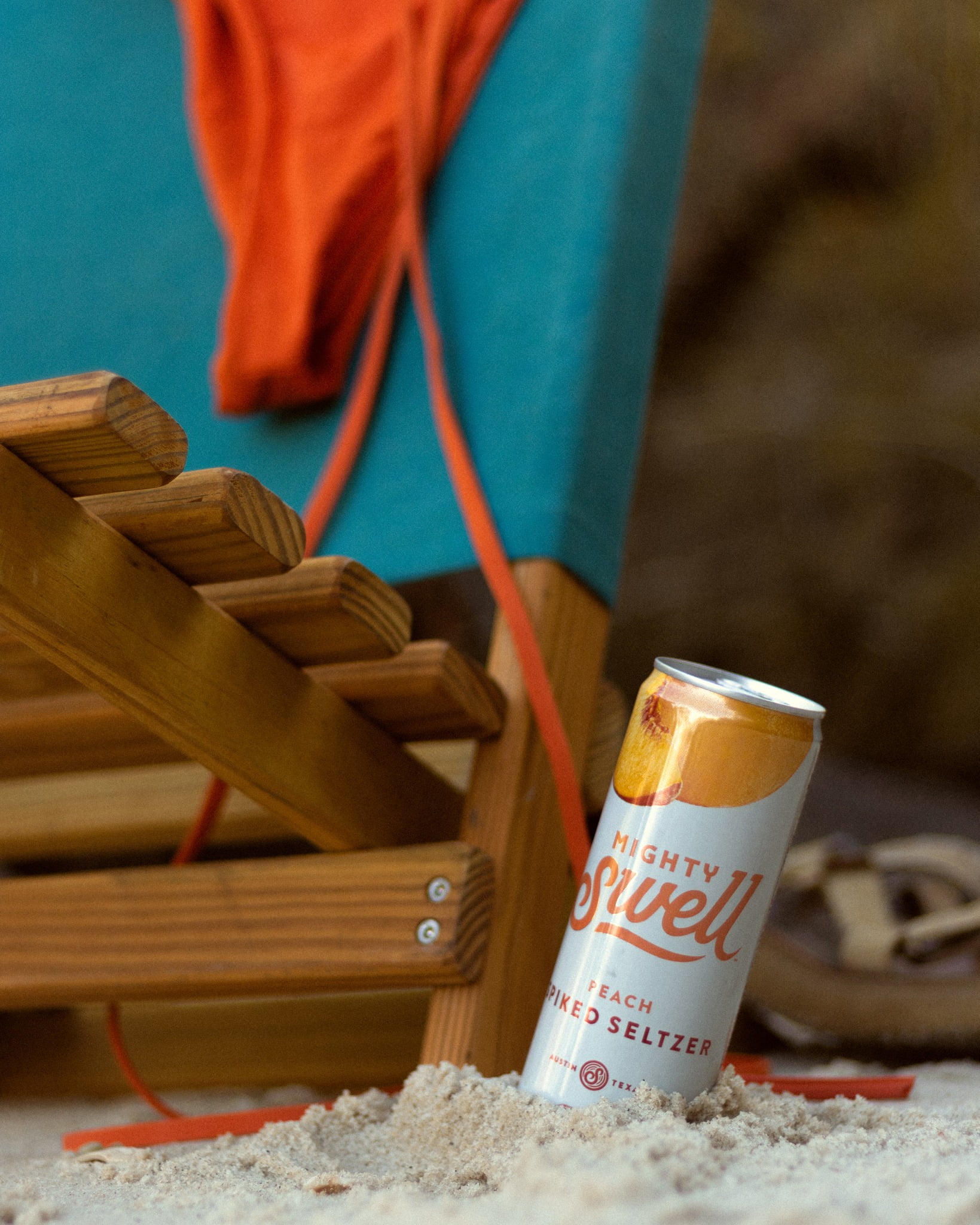 Mighty Swell Peach Flavor, Spiked Seltzer, 5% ABV, 12fl oz Cans, 6 Count 72oz Box