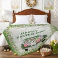 thumbnail image 3 of Throw Blanket Fleece Throw Blanket 50x60in, Easter Egg Rabbit Green Truck Soft Lightweight Bed Blankets Spring Flower Wood Plank Fuzzy Couch Blankets for All Season, 3 of 9