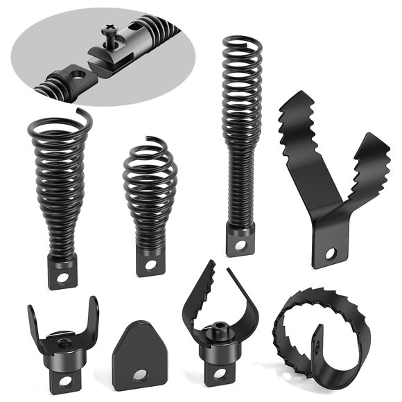 POPULO 8-Piece Drain Snake Drill Attachment - Tackle Any Clog with Precision,Commonly Used in POPULO 50FT-100FT AC Drain Cleaning Machine,Suitable fo