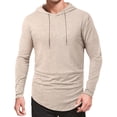thumbnail image 2 of BXINGOHAI Men's Gym Workout Active Long Sleeve Pullover Lightweight Hoodie Casual Hooded Sweatshirts Beige 2XL, 2 of 6