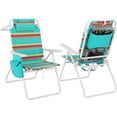 thumbnail image 3 of Arlopu Beach Chair, Folding High Back Beach Chair w/ 5-Position Lay Flat, Headrest, Cooler Pouch, Storage Bag, Towel Bar, Foot Mat, Outdoor Portable Camping Chair, 3 of 11