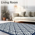 thumbnail image 2 of ODIKA 6'x9' Machine Washable Non-Slip Area Rug, Lattice Handwoven Fade Resistant Accent High Traffic Rug with Pad, Blue, 549581, 2 of 8