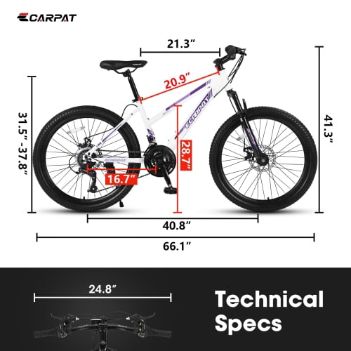 POVANLI  26" Mountain Bike for Teenagers Women, 21 Speeds Mountain Bicycles with Dual Disc Brakes and 100mm Front Suspension, White(Gift)