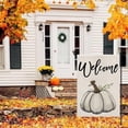 thumbnail image 3 of Fall Garden Flag Burlap for Outside 12x18 Inch Double Sided, Autumn White Pumpkin Farmhouse Style Sign Lawn Small Flags Yard Outdoor Decorations DF533, 3 of 6