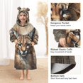 thumbnail image 4 of BZSMCE Wearable Blanket Hoodie Fashion Watercolor Wildcat Home Wear, 4 of 7
