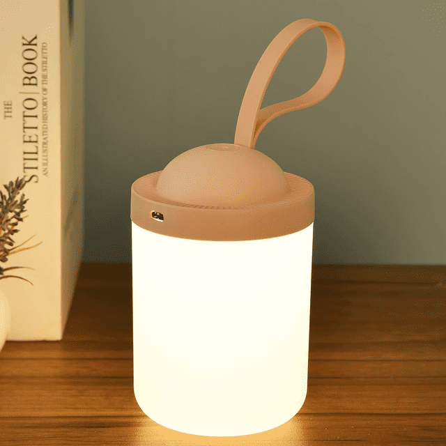 Qinwei Lantern Night Light Portable Lamp Eye-Caring Warm Light Stepless Dimmable Rechargeable LED Tent Lantern For Night Lights Kids Camping Lantern (Pink)