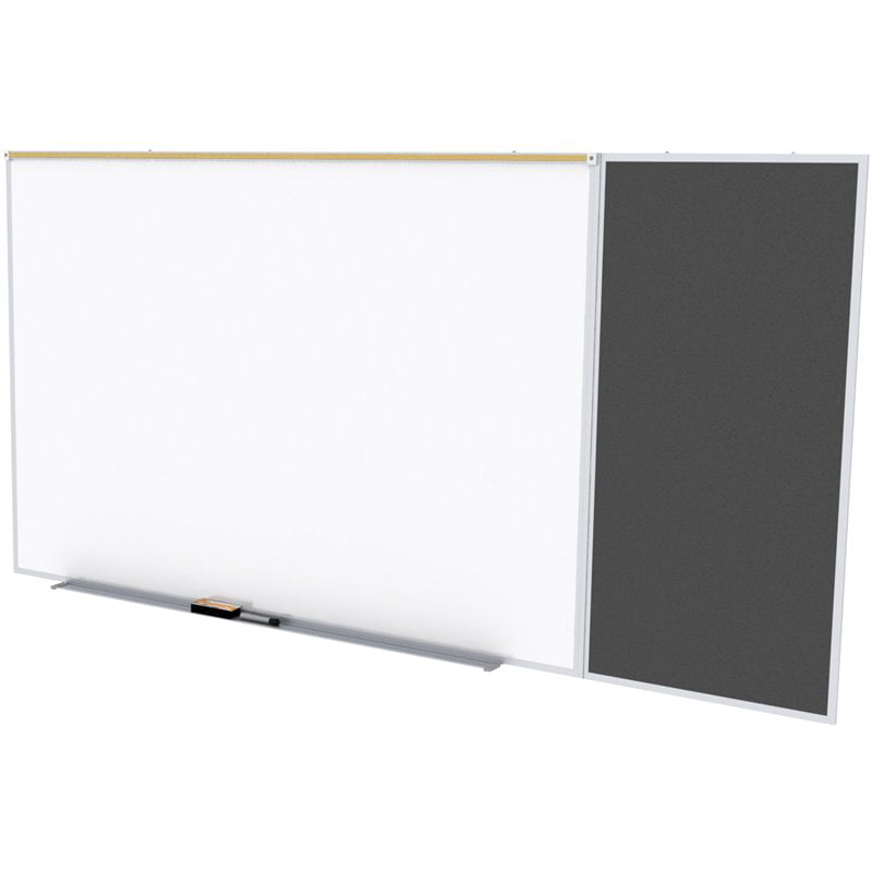 Made in the USA Black Ghent Style E 4 x 8 Feet Combination Board Porcelain Magnetic Whiteboard and Recycled Rubber Bulletin Board 