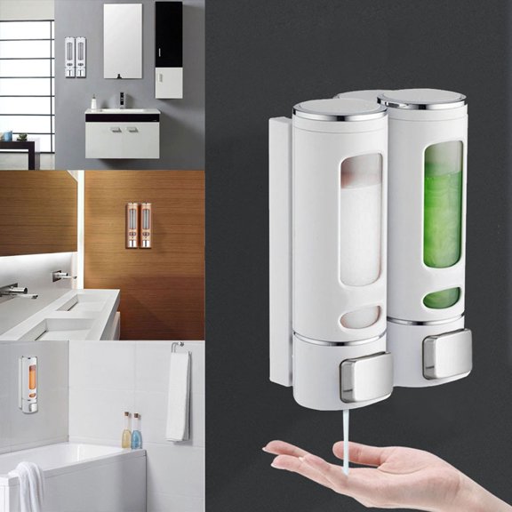 1X Double-Head Soap Dispenser 400Ml Dual Head Wall Mount Shower Bath Washing Lotion Soap Shampoo Dispenser Bathroom Products