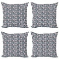 thumbnail image 1 of Ambesonne Floral Throw Pillow Cover 4 Pack, Garden Scene in Pastel Tones, 24", Slate Blue Pink, 1 of 2
