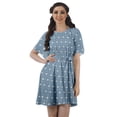 thumbnail image 1 of Moomaya Printed Moss Georgette Dresses Women A-Line Tunic With Drawstring Belt, 1 of 4