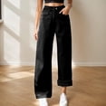 thumbnail image 6 of Cargo Pants Women Casual Lined Loose Straight Leg Jeans Warm Winter Trousers Relaxed Denim Pants, 6 of 6